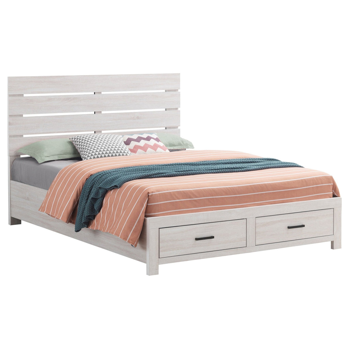 Brantford Wood Eastern King Panel Bed Coastal White | Coaster | Home Elegance USA