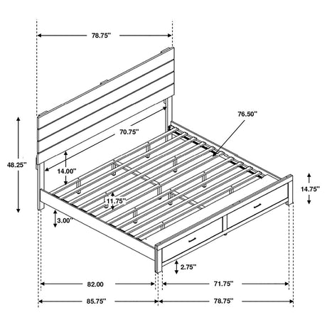 Eastern King Storage Bed - Brantford Wood Eastern King Panel Bed Coastal White