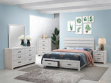 Eastern King Storage Bed - Brantford Wood Eastern King Panel Bed Coastal White