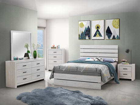 Eastern King Bed - Brantford Wood Eastern King Panel Bed Coastal White