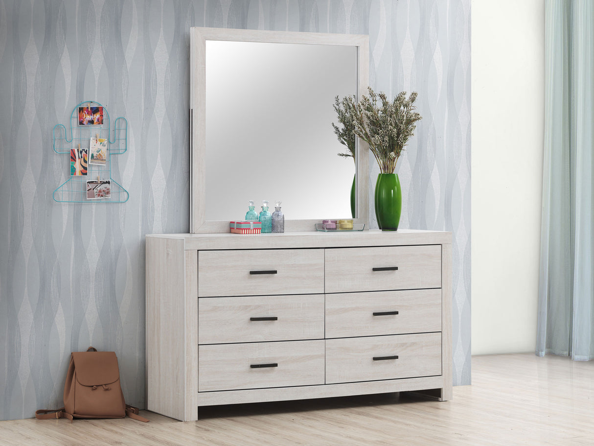 Dresser With Mirror - Brantford 6-drawer Dresser with Mirror Coastal White