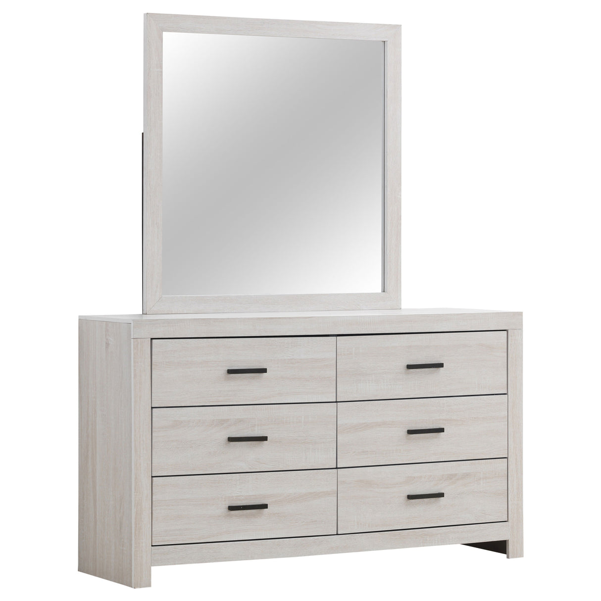 Dresser With Mirror - Brantford 6-drawer Dresser with Mirror Coastal White