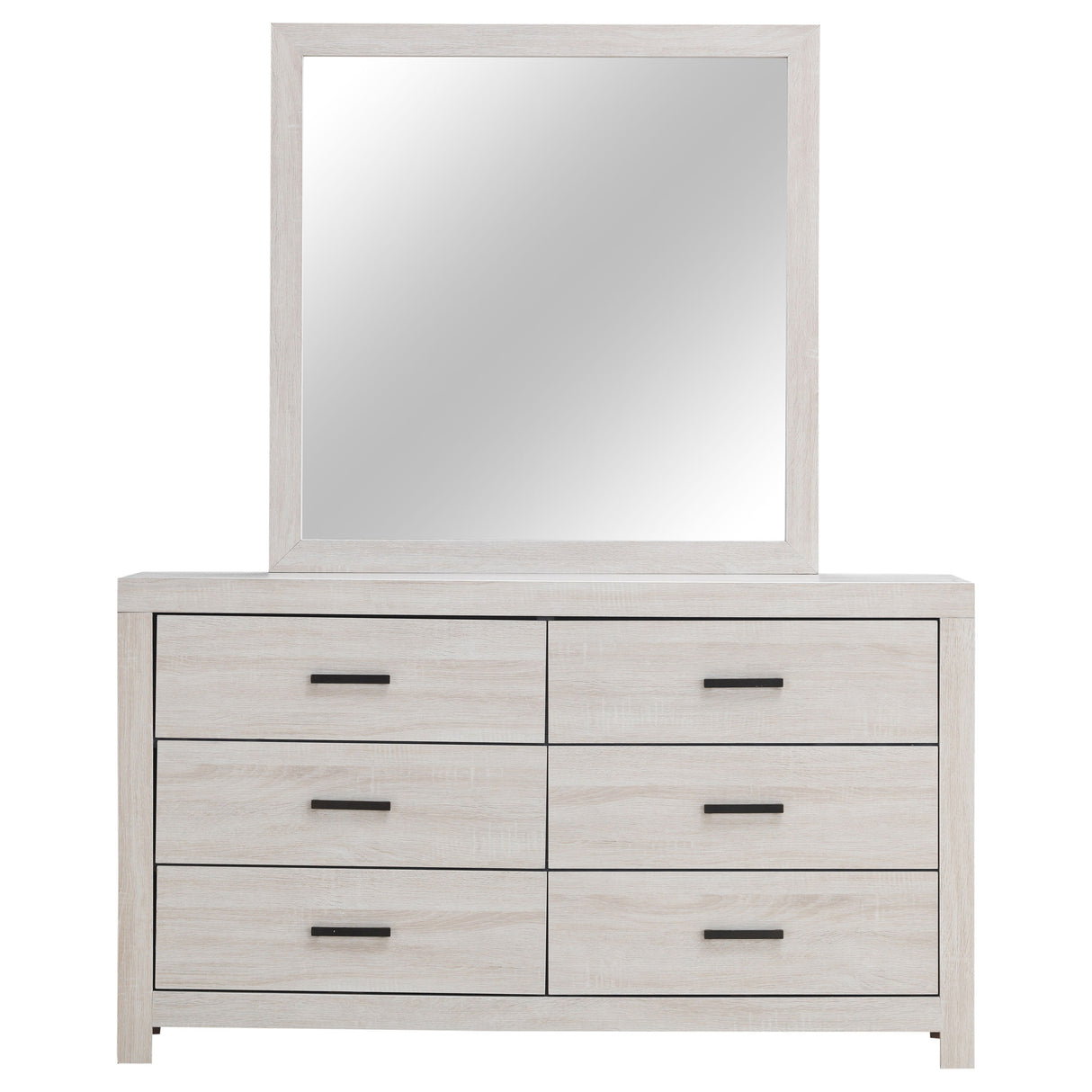 Dresser With Mirror - Brantford 6-drawer Dresser with Mirror Coastal White