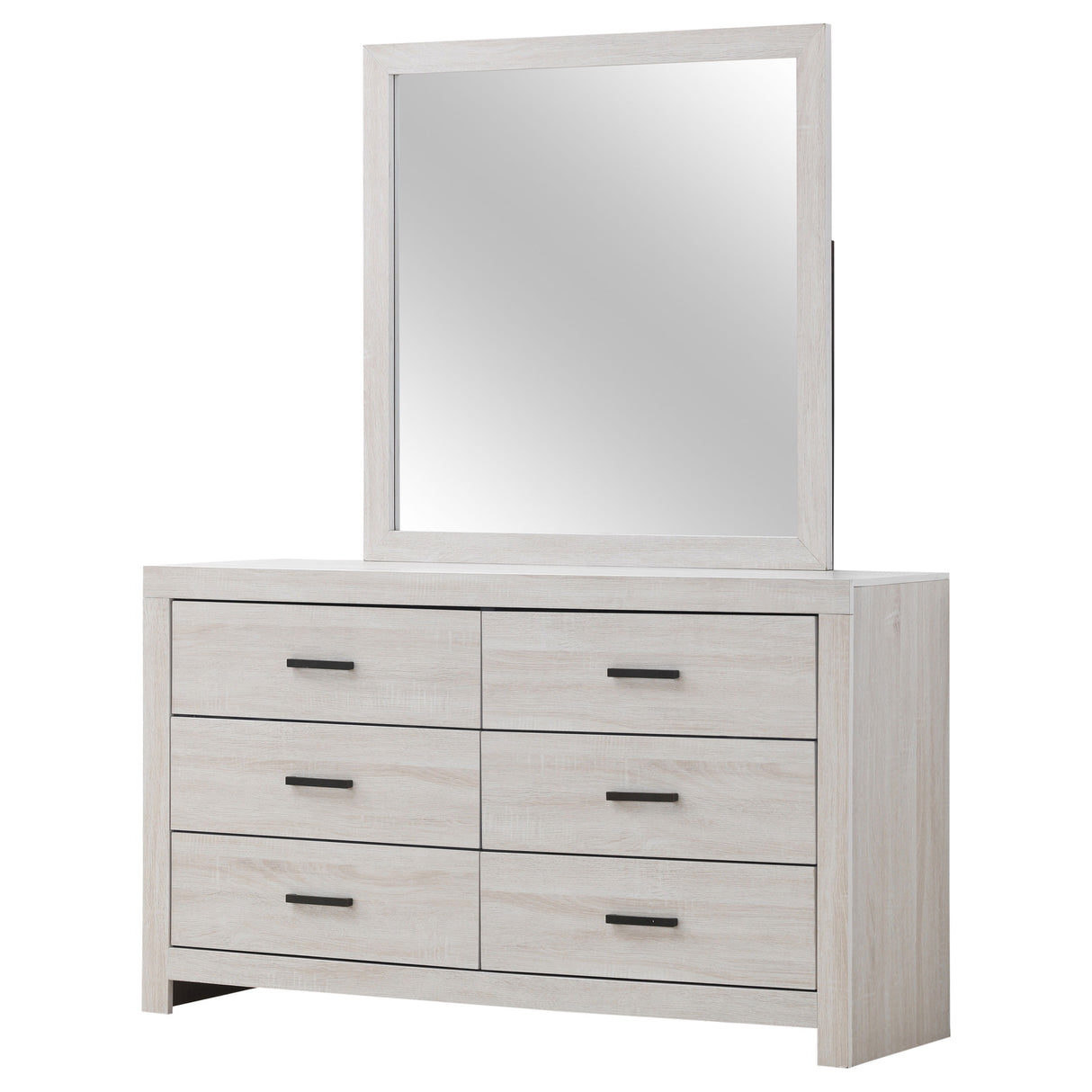 Dresser With Mirror - Brantford 6-drawer Dresser with Mirror Coastal White