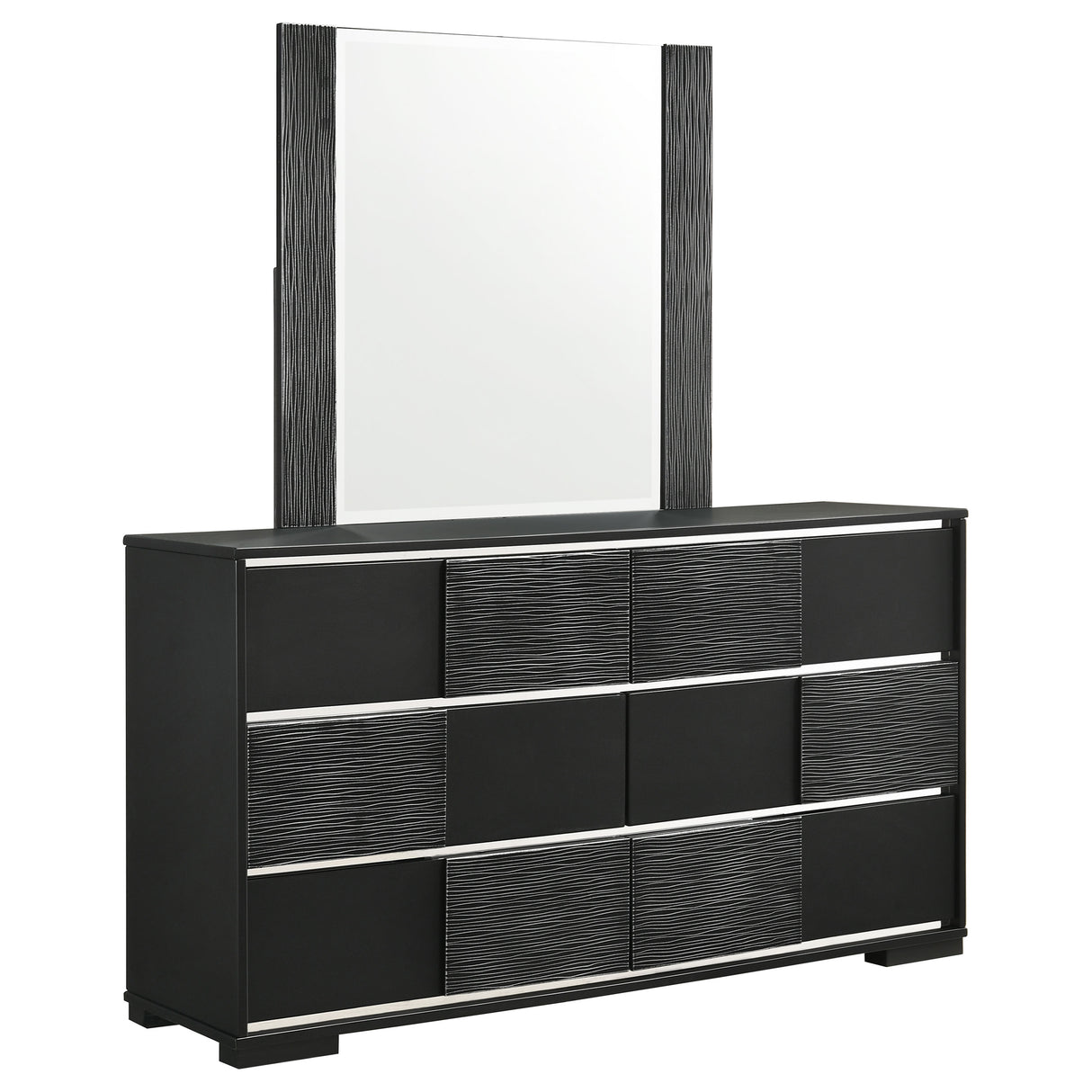 Dresser With Mirror - Blacktoft 6-drawer Dresser with Mirror Black