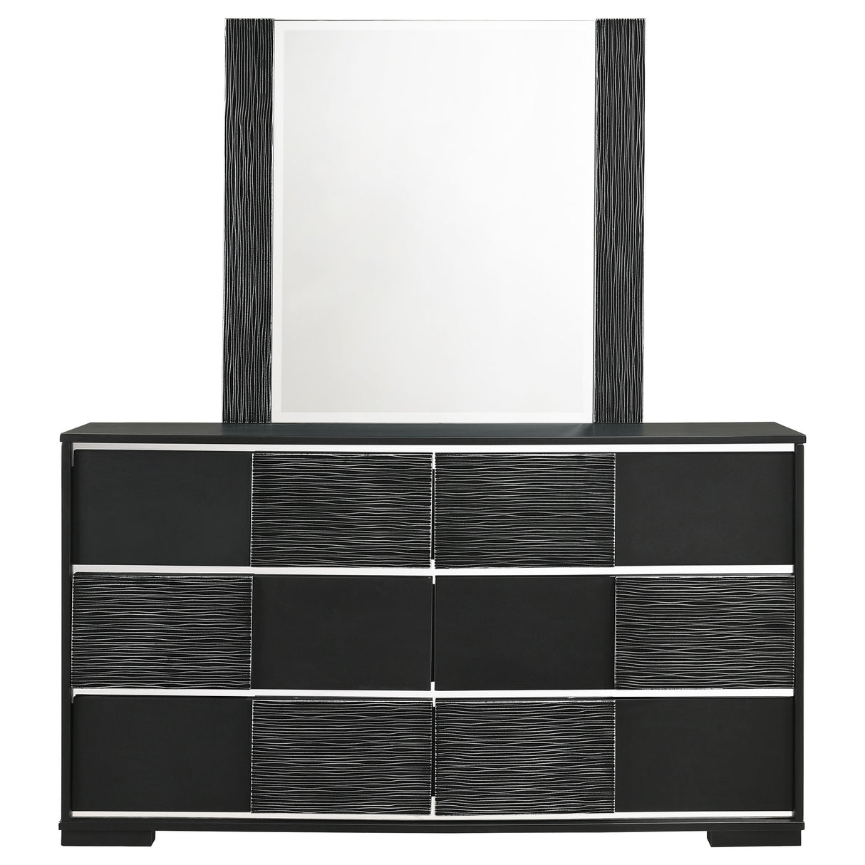 Dresser With Mirror - Blacktoft 6-drawer Dresser with Mirror Black