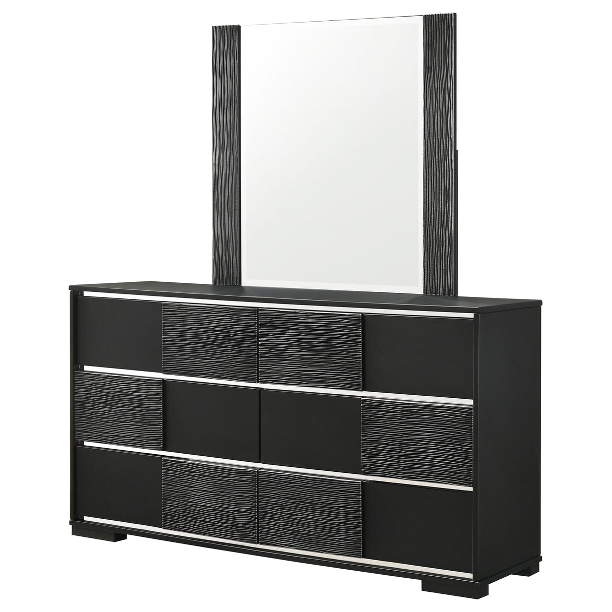 Dresser With Mirror - Blacktoft 6-drawer Dresser with Mirror Black