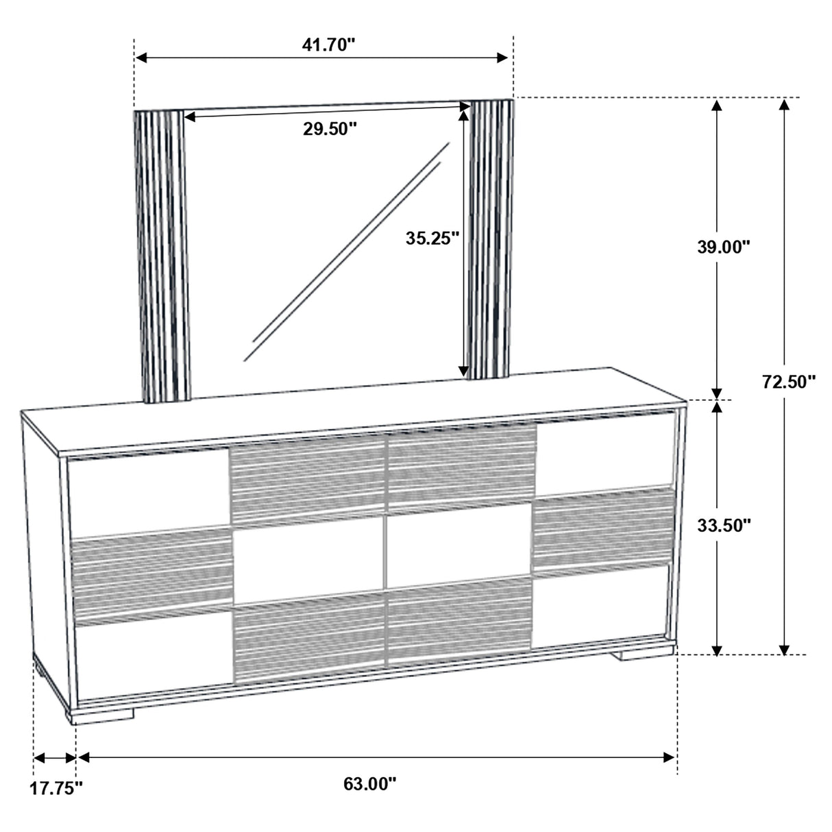 Dresser With Mirror - Blacktoft 6-drawer Dresser with Mirror Black