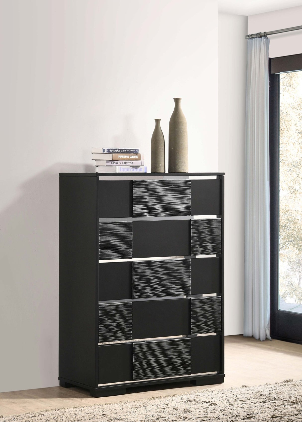 Blacktoft 5 - drawer Chest Black | Coaster - 207105 - Home Elegance USA - 2