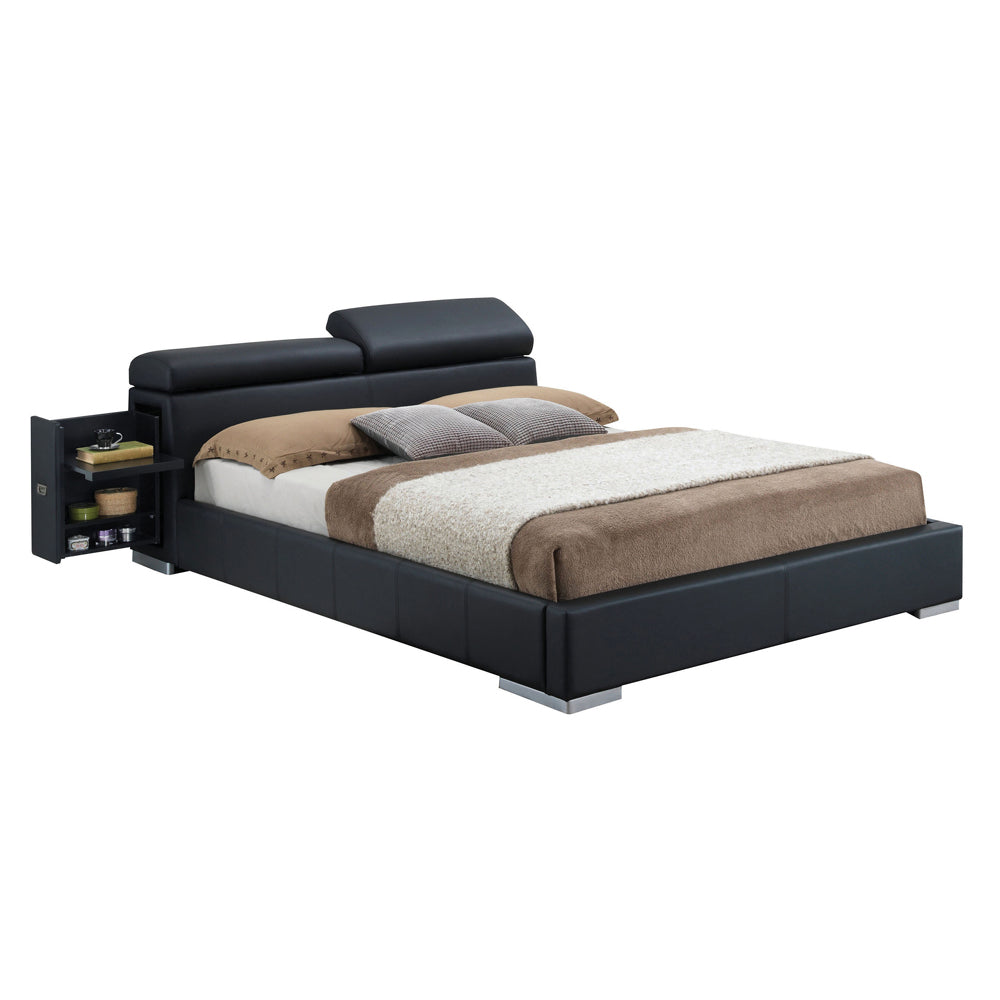 Acme - Manjot EK Bed 20747EK Black Synthetic Leather