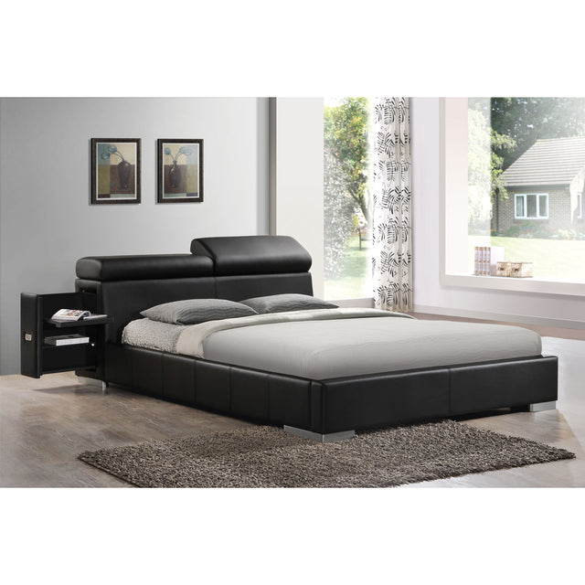 Acme - Manjot EK Bed 20747EK Black Synthetic Leather