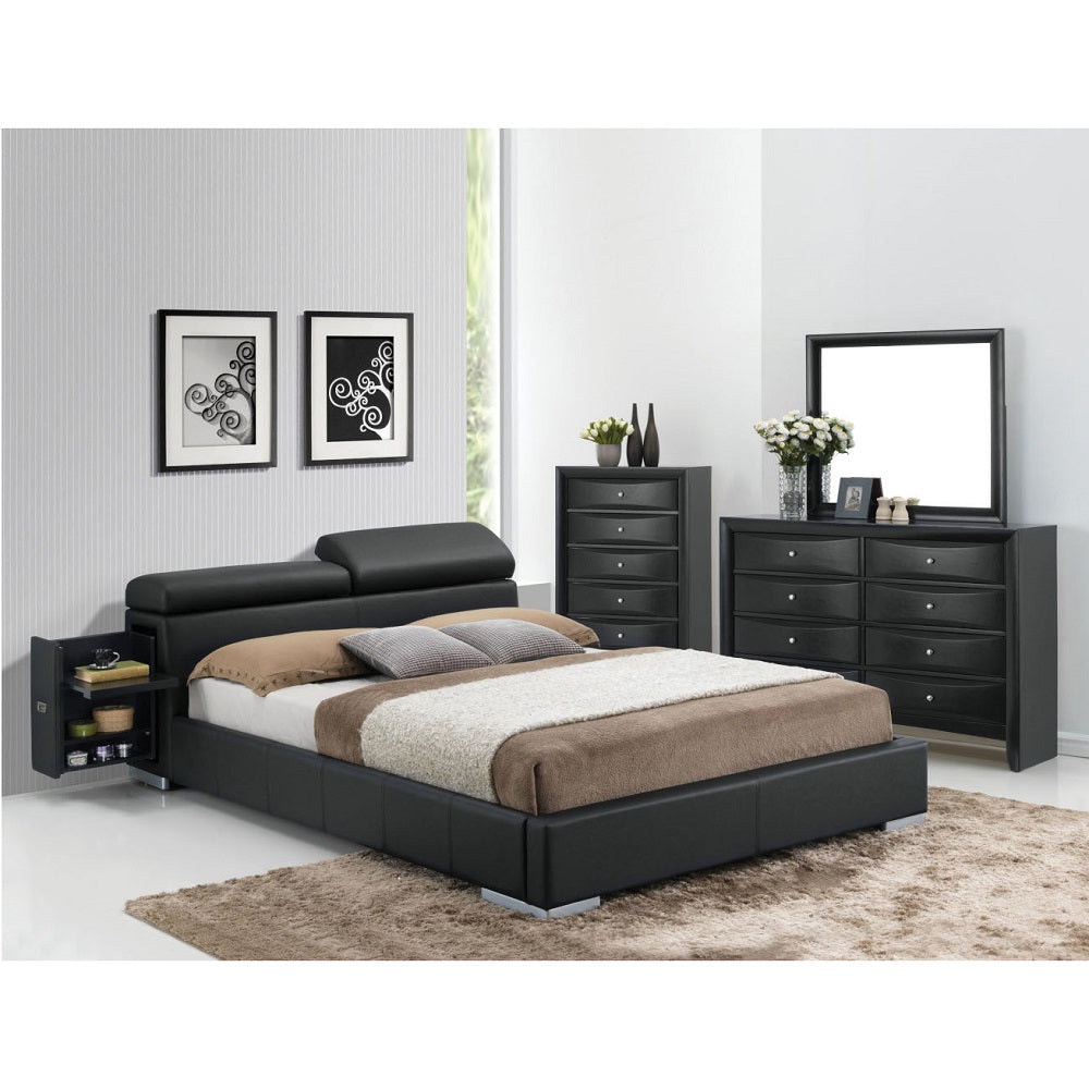 Acme - Manjot EK Bed 20747EK Black Synthetic Leather