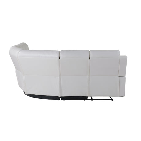 Modern Blanche White Right Arm Facing Sectional Sofa with Recline and Storage in Faux Leather - sold by Home Elegance USA