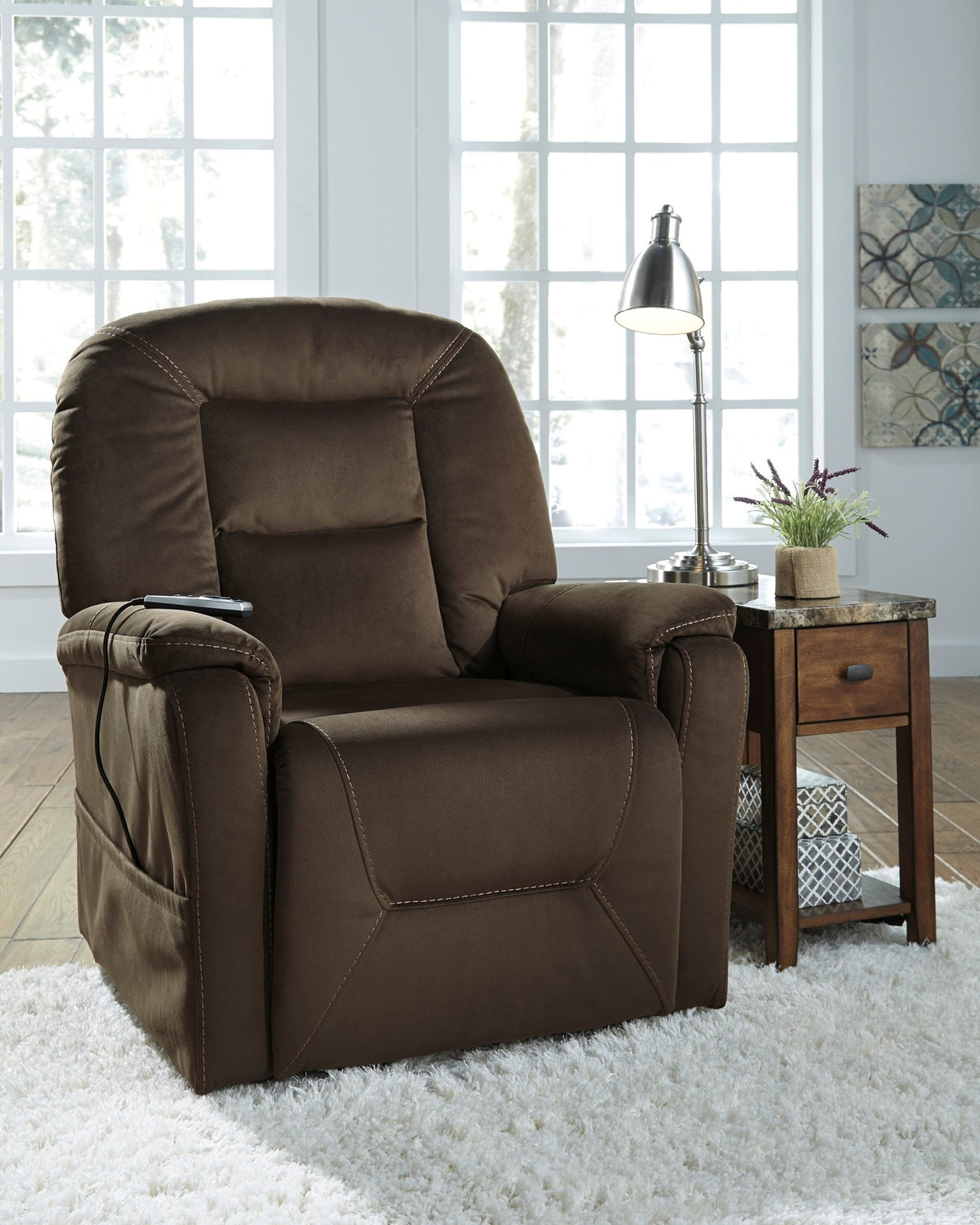 Ashley Coffee Samir Power Lift Recliner - 2080112 - Home Elegance USA - 5