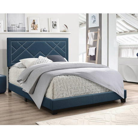 Acme - Ishiko Queen Bed 20860Q Dark Teal Linen