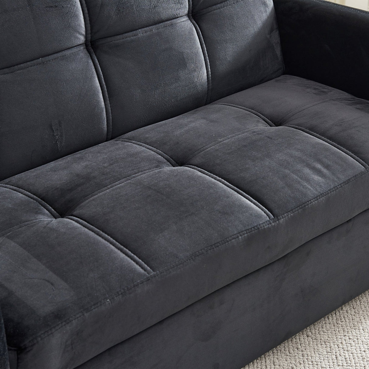 55.5" Twins Pull Out Sofa Bed Black Velvet - W1097104078 - image - 9