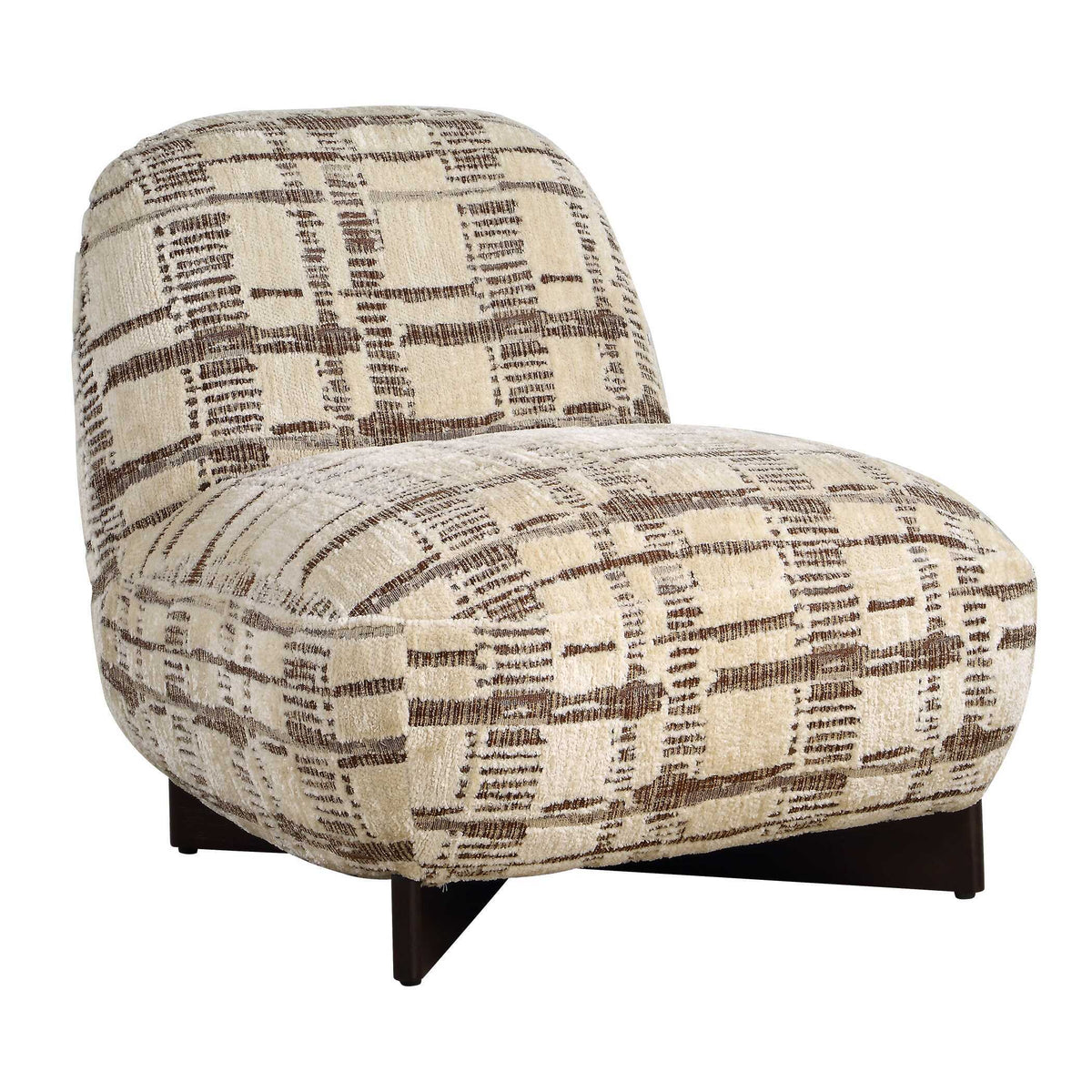 Evans Modern Armless Accent Chair Beige / Brown - Beige / Dark Brown by Uttermost - View 4