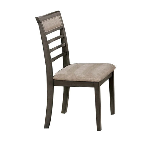 5 Pc Dining Table Set Weathered Gray Dining Chairs & Table Solid wood Beige Padded Fabric Cushions Slat Back Chair Dining Room Furniture - sold by Home Elegance USA