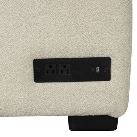 Modern L-shaped Sectional Pull Out Sofa Bed with USB Ports and Storage Ottoman, Beige, Jacquard Fabric, 82.6' - sold by Home Elegance USA