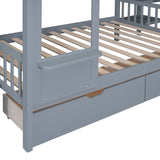 Full-Over-Full Castle Style Bunk Bed with 2 Drawers 3 Shelves and Slide - Gray(OLD SKU:LT000558AAE-2) - sold by Home Elegance USA