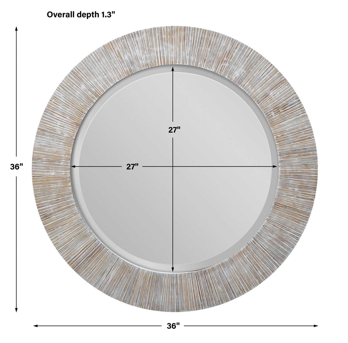 Repose Round Mirror Whitewash - Silver by Uttermost - View 5