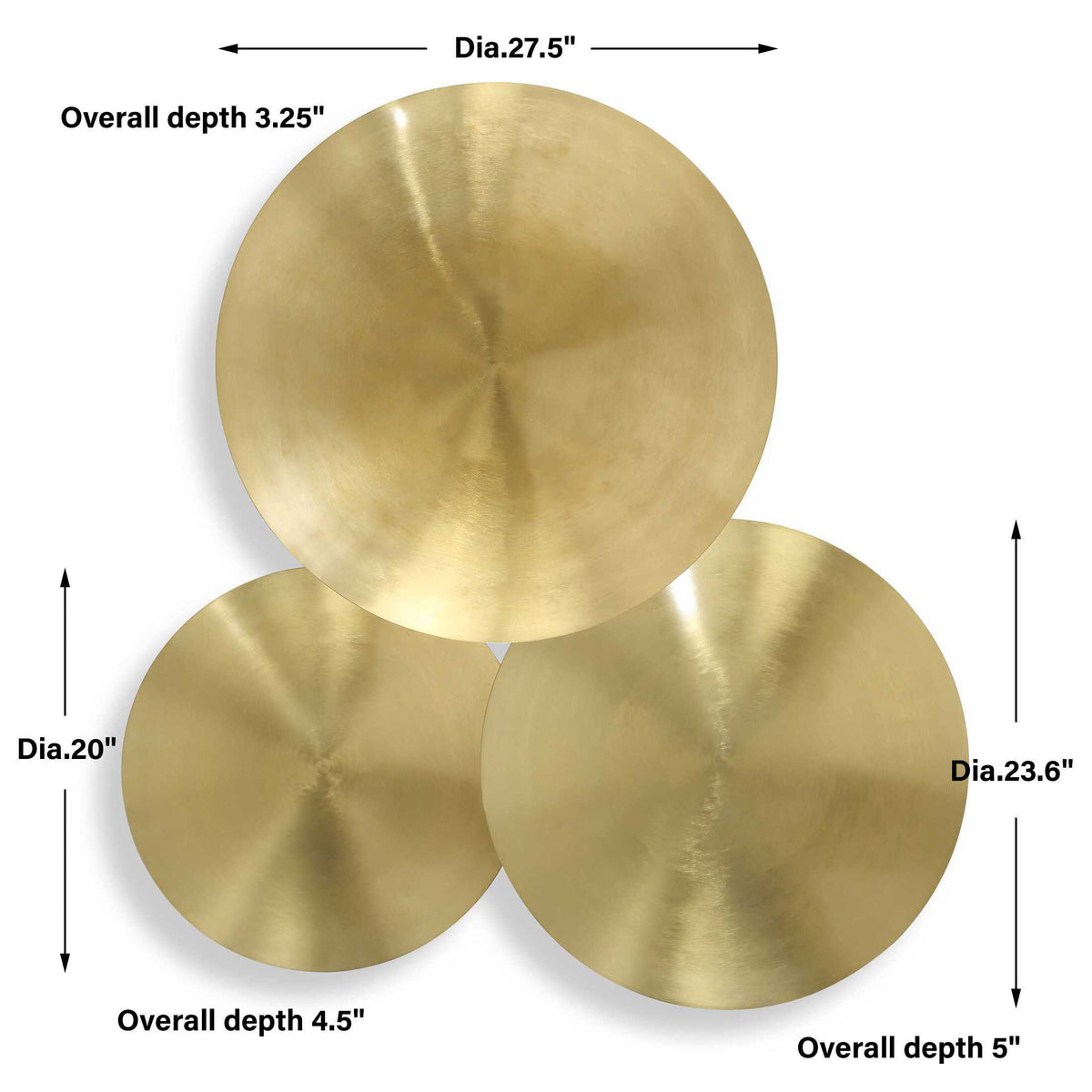 Cymbalic Round Brass Wall Art (Set of 3) Brass - Gold by Uttermost - View 5