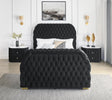 Luxurious Queen Size 3pc Bed Set Comfort Innovative Design Bed Deeply Tufted Headboard Upholstered Black Velvet Television Lift Built-in Electric Fireplace Bedroom Furniture 1x Bed 2x Nightstands - sold by Home Elegance USA