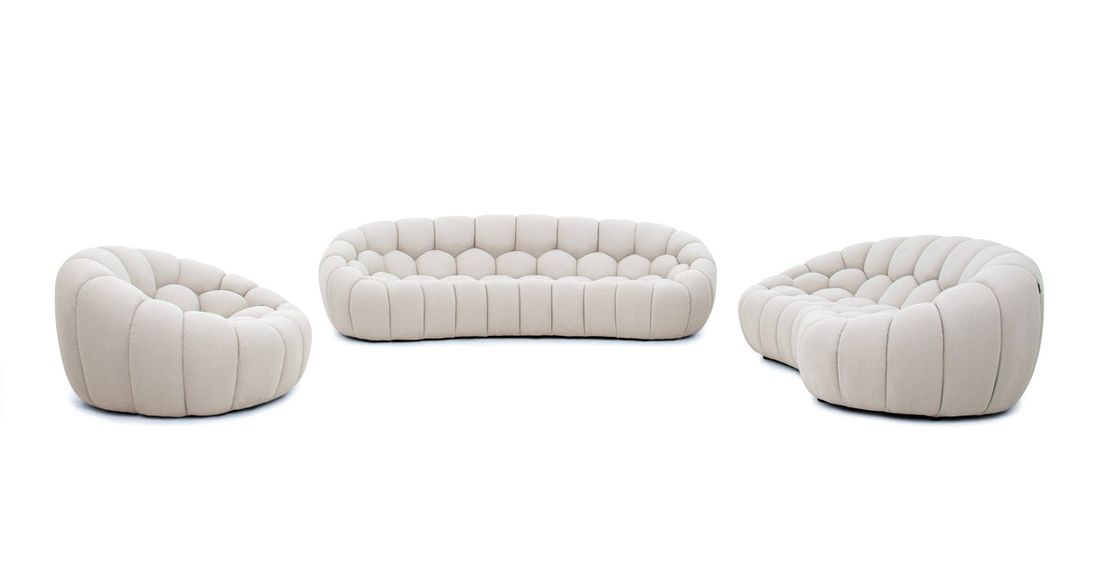 Divani Casa Yolonda - Modern Curved Beige Fabric Sofa Set - Home Elegance USA