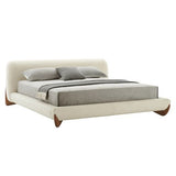 Fleury - Contemporary Cream Fabric and Walnut Q Bedroom Set