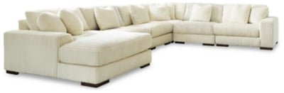 Ashley Ivory Lindyn 21104S11 6 - Piece Sectional with Chaise - Velvet | Home Elegance USA