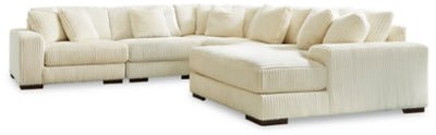 Ashley Ivory Lindyn 21104S7 5 - Piece Sectional with Chaise - Velvet | Home Elegance USA