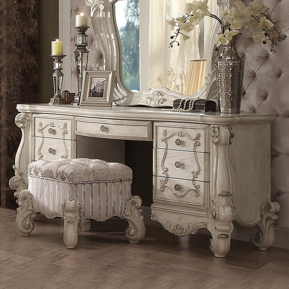 Acme - Versailles Vanity Desk 21137 Bone White Finish