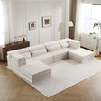 Compression Mahjong Sofa,Convertible Floor Sofa Bed,DIY Boneless Modular Sectional Sofa,No Assembly Required,Circle fleece fabric,Oversized 4 Seater with 2 Ottoman,White - sold by Home Elegance USA
