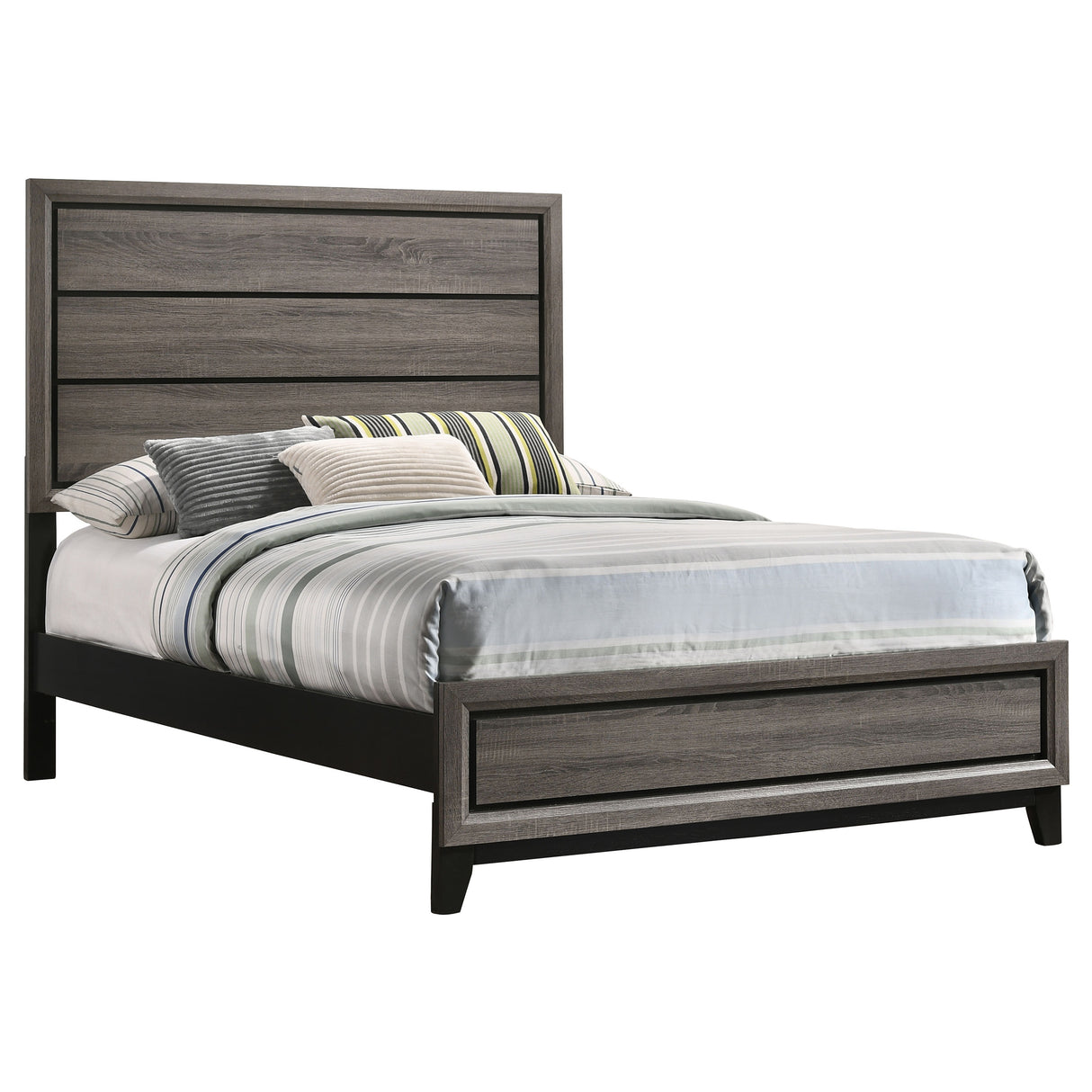 Full Bed - Watson Wood Full Panel Bed Grey Oak