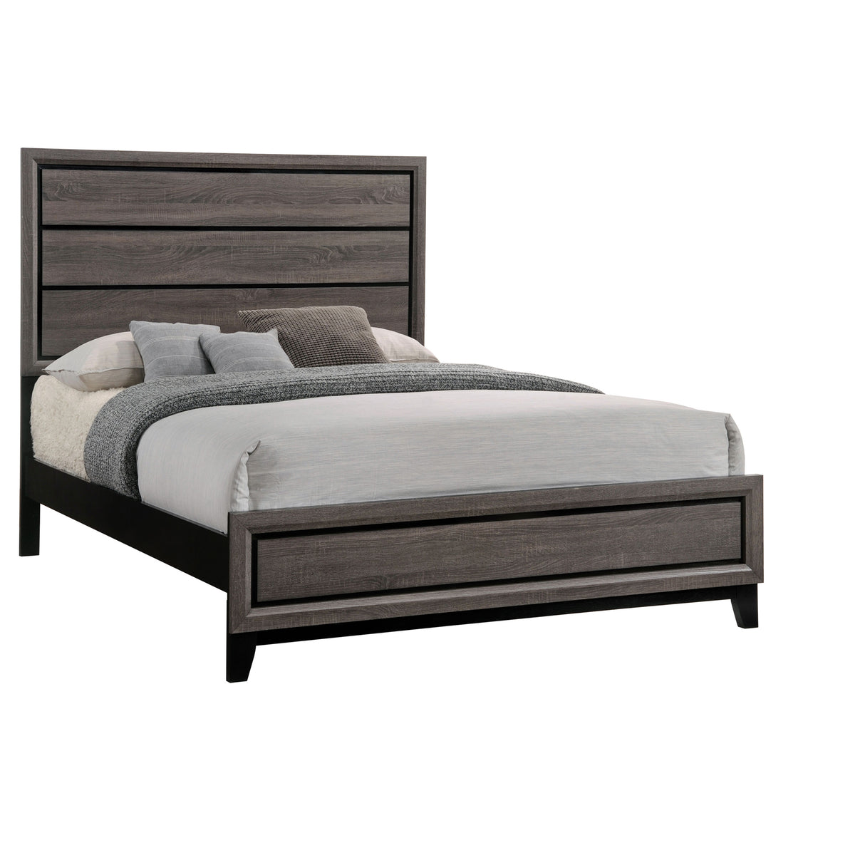 Eastern King Bed - Watson Wood Eastern King Panel Bed Grey Oak