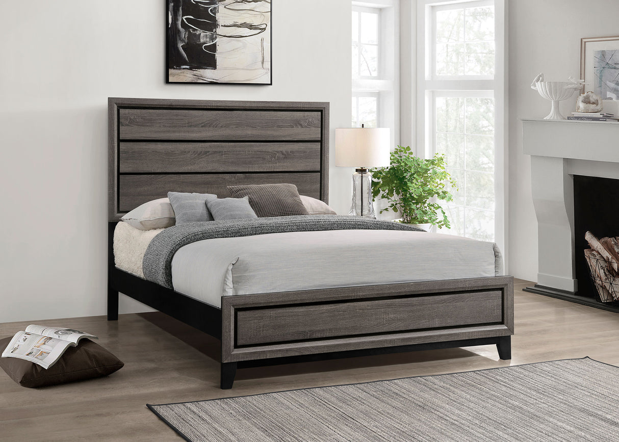 California King Bed - Watson Wood California King Panel Bed Grey Oak