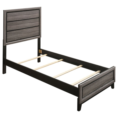 Twin Bed - Watson Wood Twin Panel Bed Grey Oak
