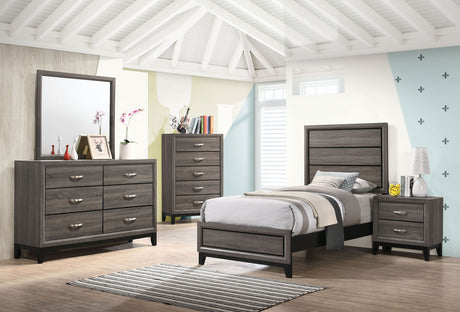 Twin Bed - Watson Wood Twin Panel Bed Grey Oak