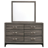 Dresser With Mirror - Watson 6-drawer Dresser with Mirror Grey Oak and Black