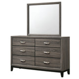 Dresser With Mirror - Watson 6-drawer Dresser with Mirror Grey Oak and Black