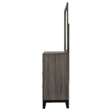 Dresser With Mirror - Watson 6-drawer Dresser with Mirror Grey Oak and Black