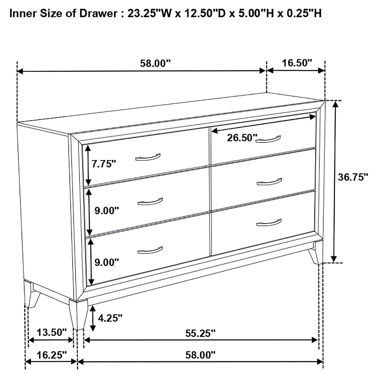 Dresser - Watson 6-drawer Dresser Grey Oak and Black