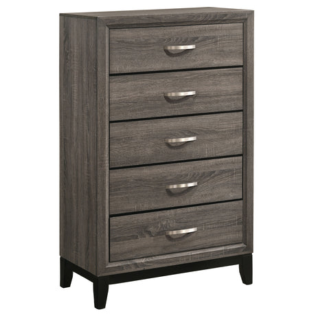 Chest - Watson 5-drawer Chest Grey Oak and Black