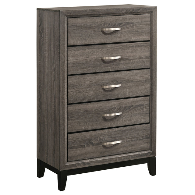 Chest - Watson 5-drawer Chest Grey Oak and Black