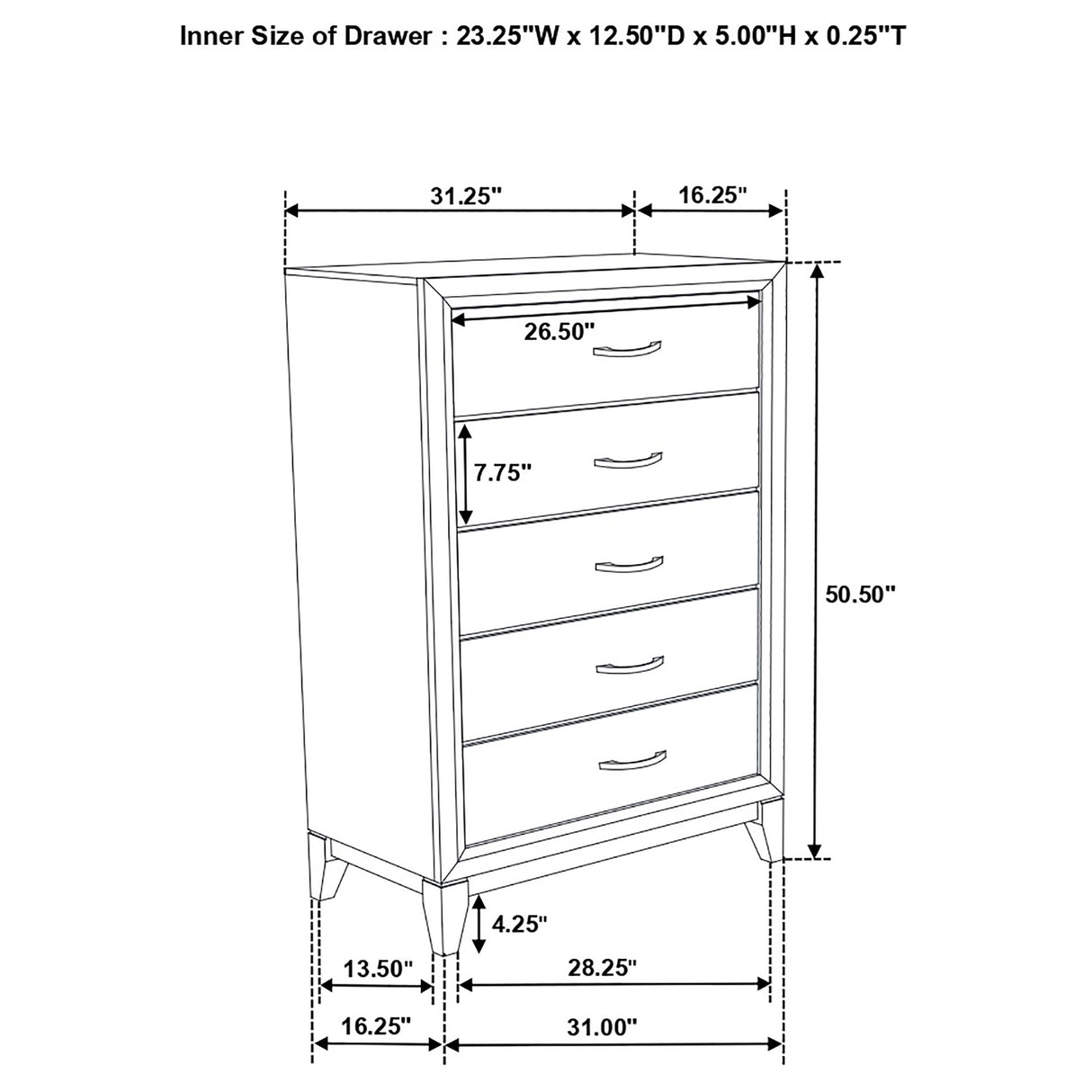 Chest - Watson 5-drawer Chest Grey Oak and Black