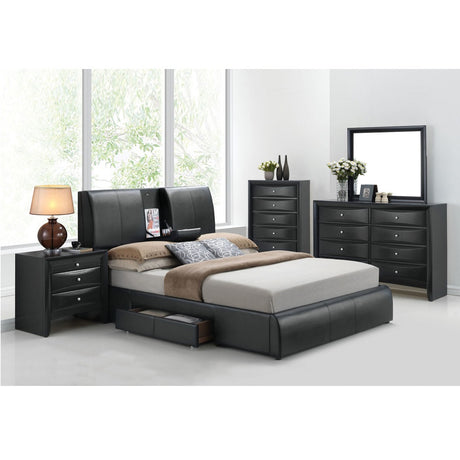 Acme - Kofi EK Bed W/Storage 21266EK Black Synthetic Leather