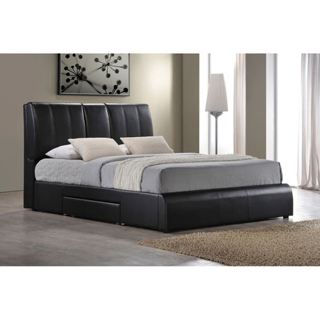 Acme - Kofi Queen Bed W/Storage 21270Q Black Synthetic Leather