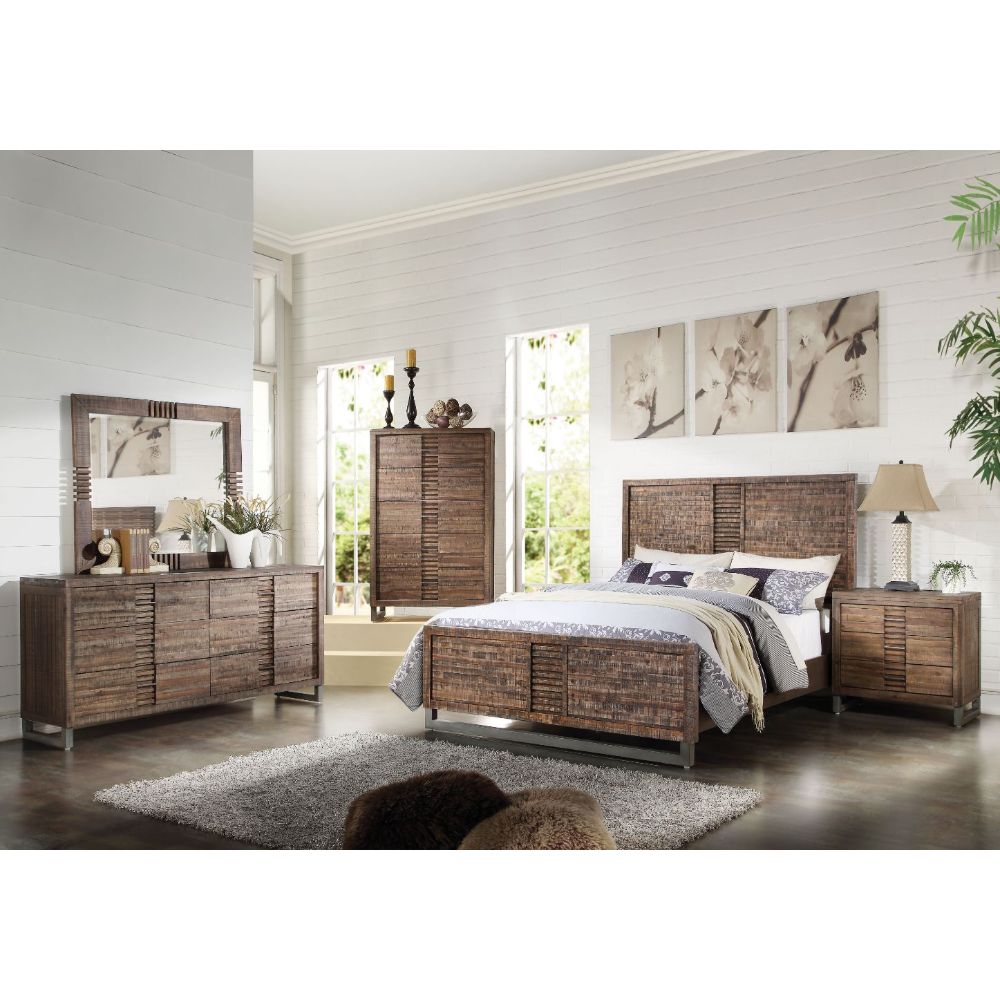 Andria EK Bed 21287EK Reclaimed Oak Finish | Acme - 21287EK - Home Elegance USA - 2