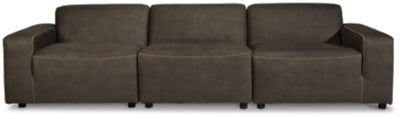 Ashley Gunmetal Allena 21301S2 3-Piece Sectional Sofa - Faux Leather