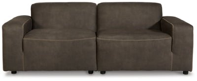 Ashley Gunmetal Allena 21301S1 2 - Piece Sectional Loveseat - Faux Leather - 21301S1 - Home Elegance USA - 1